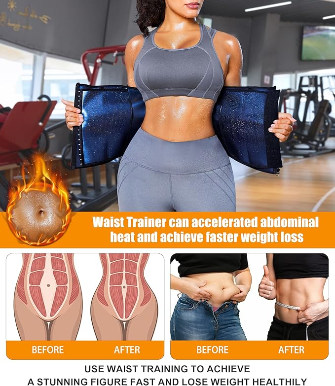 LEINIDINA Womens Waist Trainer Corset with Zipper Sweat Waist Trimmer for Women Workout Belt Corset Shapewear