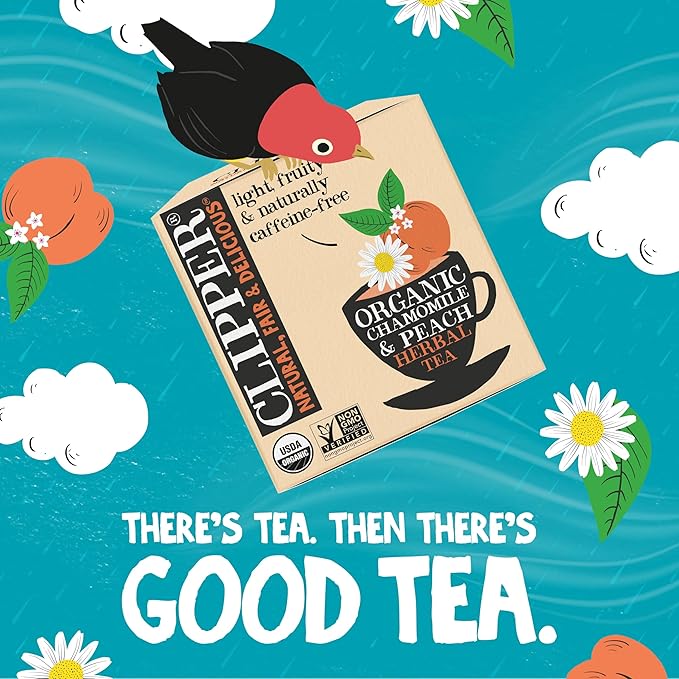 Clipper Tea Chamomile & Peach Teabags – USDA Organic, Great Hot or Iced – Natural, Fair & Delicious Fruity Chamomile & Peach Infusion – 200 Tea Bags