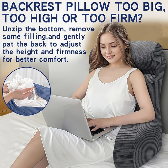 Back Pillow for Bed Sitting Up, Reading Pillow, Extra Large Arm Pillows for Adults for Back Support,Bed Pillow for Sitting up for Watching TV/Gaming/Relaxing