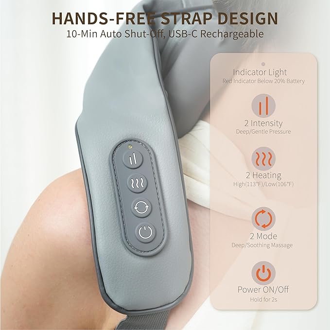 Breo N5 Mini Neck Massager with Heat, Electric Massager for Neck & Shoulder, Shiatsu Shoulder Massager