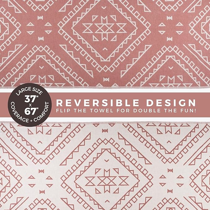 FESHKA Sand Proof Turkish Beach Towel – Oversized, Quick Dry & Lightweight Travel Towel - 100% Organic Cotton Beach Blanket - Perfect for Bath, Pool & Picnic | Bohemian (Maroon)