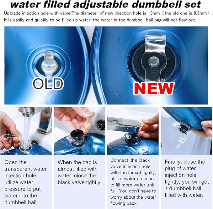 Water Filled Dumbbells Set - Water Filled Weights - Portable Travel Weights - Weights Adjustable Dumbbells - Portable Fitness Equipment - Strength Training - Fitness and Shaping