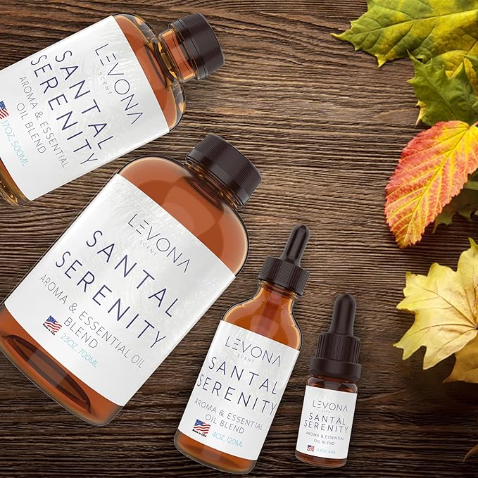 Levona Scent Santal Serenity Essential Oil: Notes of Sandalwood, Papyrus & Amber - aromatherapy oils for hotel, home and office - Fragrance oil for diffusers & Humidifiers - Home Luxury Scents -500 Ml