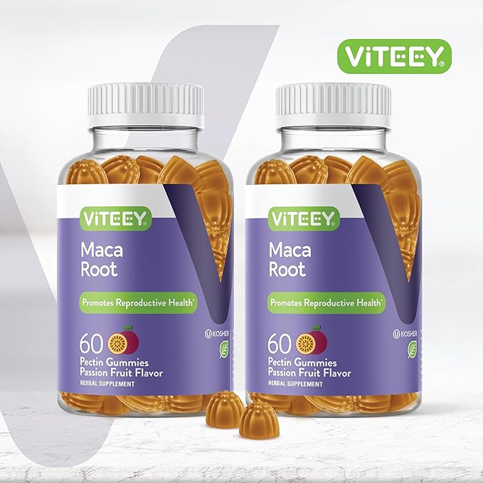 Viteey Black Maca Root Gummies - Drive, Passion & Energy Support - Black Maca Root for Men & Women - Vegan, Gluten Free - 120 Count