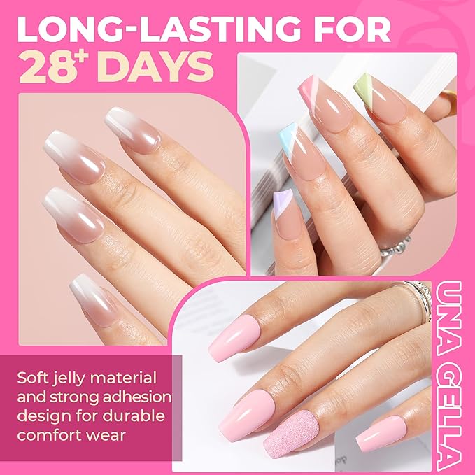 UNA GELLA Short Coffin Nails Tips, 504pcs No c Curve short Coffin Gel Press On Nails Pre Etched For Women Acrylic Nail Extension Full Cover Home Salon 12 Sizes