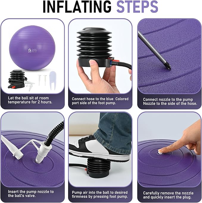Gruper Yoga Ball and Pilates Ball,4 Sizes Exercise Ball for Fitness, Workout, Pregnancy and Physical Therapy,Quick Pump Included,Great as Yoga Ball Chair for Office or Home Gym Equipment