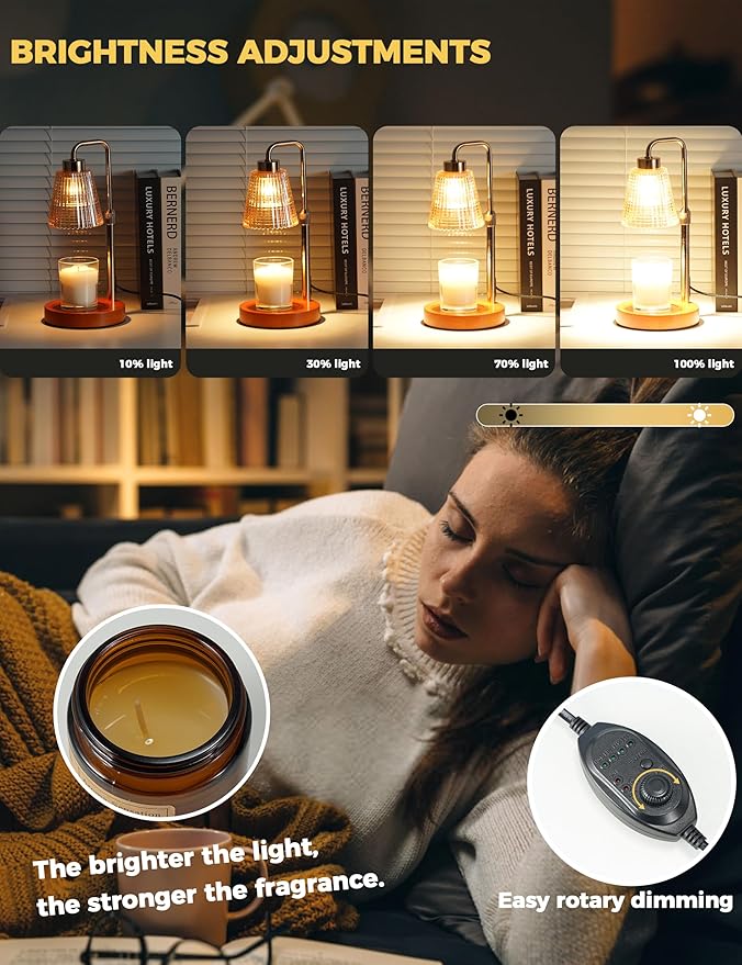 Candle Warmer Lamp with Timer Dimmable, Birthday Gifts for Women Mom, House Warming Gifts New Home Decor, Wax Melt Warmer for Jar Candles