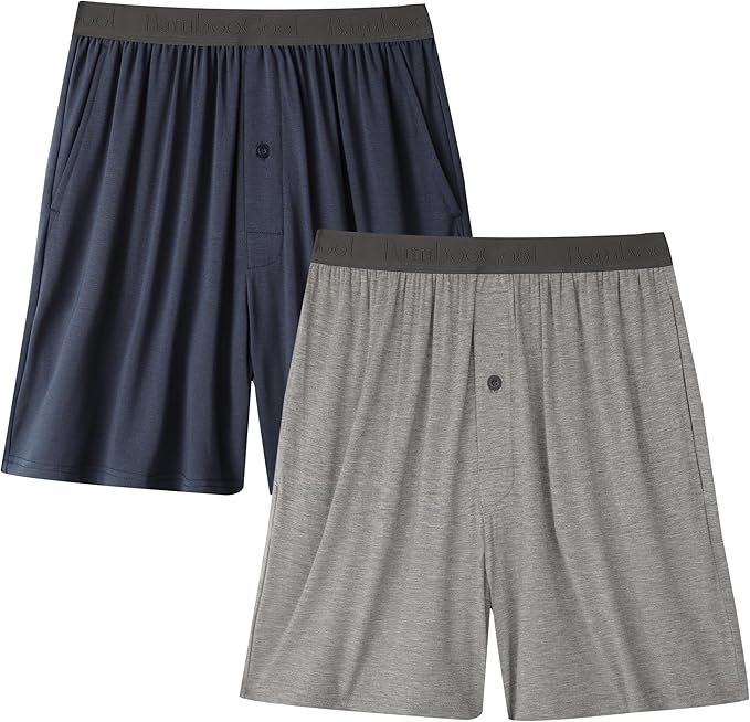 Men's Pajama bottoms Lounge Sleep Shorts Soft Comfortable Breathable Pajamas Shorts with Pockets 2 Pack