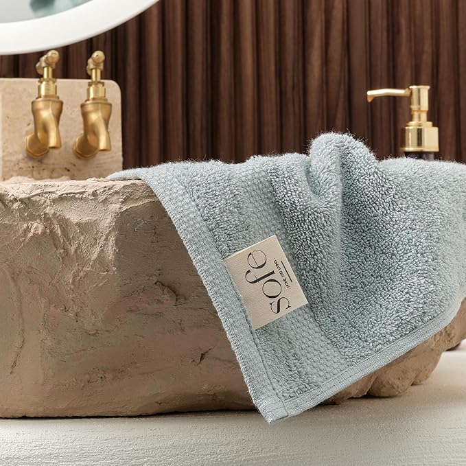 SOFE H&L | Olea Luxury Turkish Cotton Hand Towels Set of 4 Light Blue | Premium, Soft, Durable, Absorbent | Hotel Quality Plush Towels and Thick Towel Sets