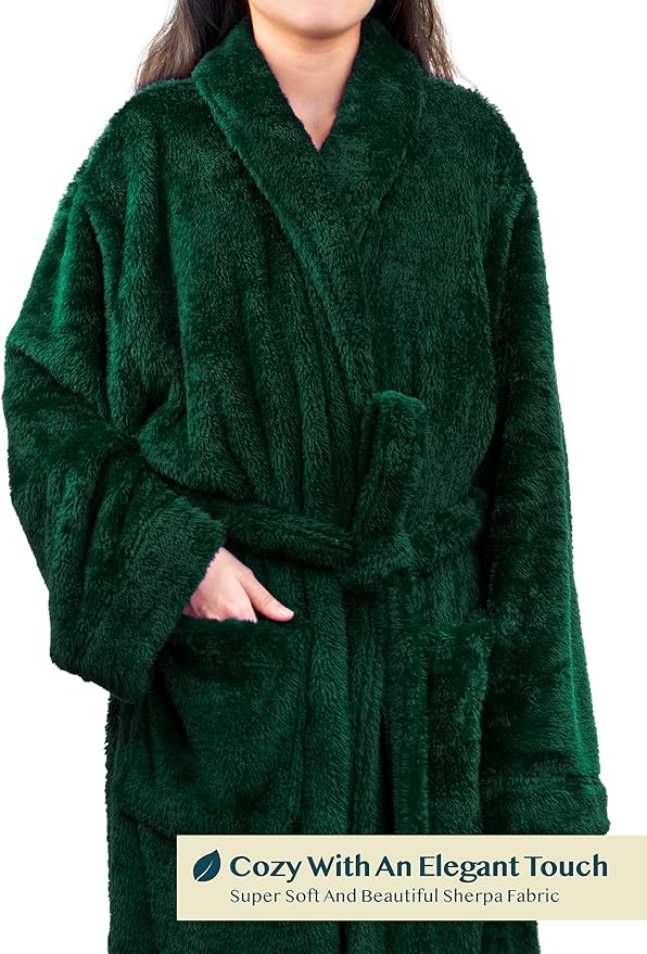 PAVILIA Premium Womens Plush Soft Robe Fluffy, Warm, Fleece Sherpa Shaggy Bathrobe