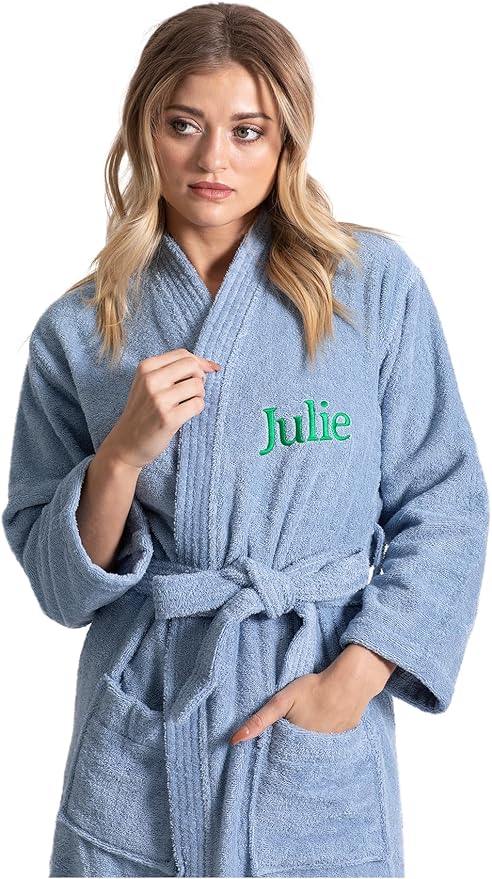 Turkuoise Soft & Absorbent Towel Robe, 100% Cotton Turkish Terry Cloth Kimono Bathrobes for Women