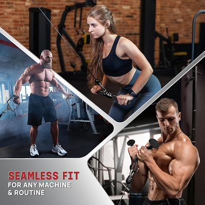 Yes4All Cable Machine Attachment, Double D Hanlde & Tricep Rope Cable Attachment, Weight Machine Accessories Load 880 LB for Home Gym