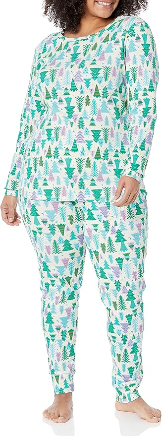 Amazon Essentials Womens Snug-Fit Cotton Sleepwear Pajama Set (Available in Plus Size)