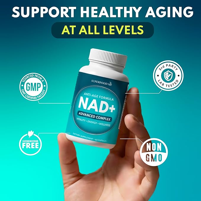 NAD+ Supplement - Liposomal + Resveratrol for Women & Men, Astaxanthin, CoQ10, Alpha Lipoic Acid, Green Tea, Urolithin - 60 Capsules