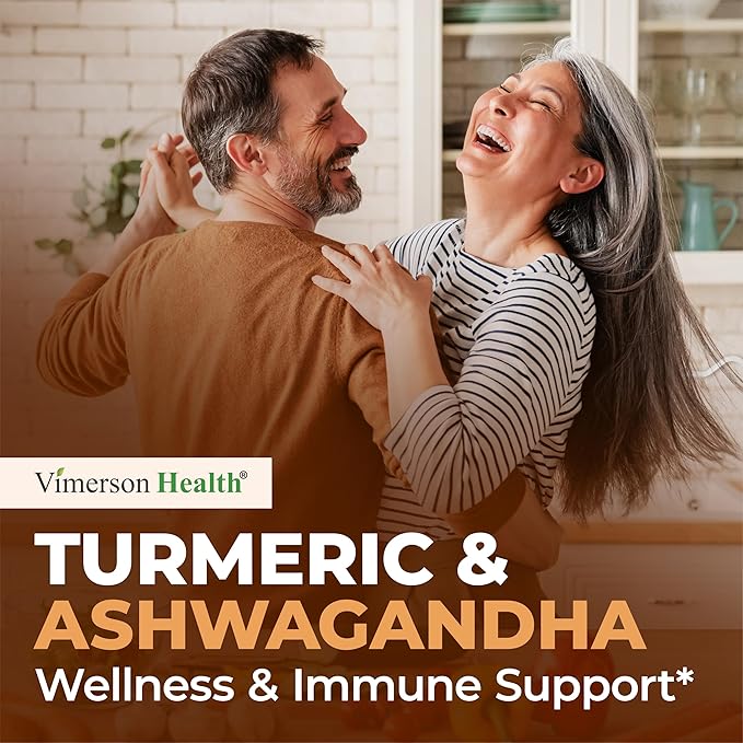 Ashwagandha Turmeric Curcumin Supplement with Ginger - Organic Turmeric Supplement, Curcumin with Black Pepper (95% Curcuminoids), Ginger Root for Joint Health, Energy & Immune Support. 60 Capsules