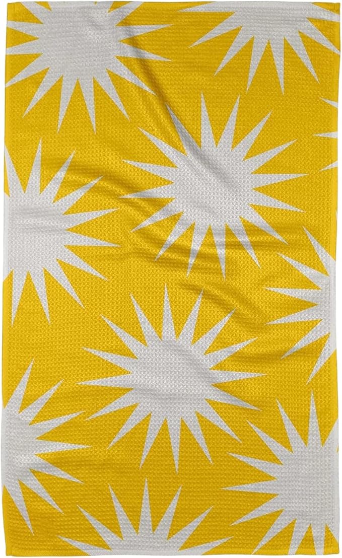 GEOMETRY Spring Kitchen Towels - Quick Dry Microfiber Cloth Spring & Summer Dish Towels for Kitchen Drying - Premium Quick Dry Towel - Sunny Star, 18" x 30" - 1-Pack