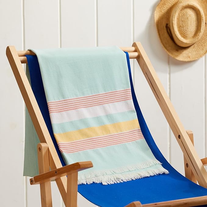 The Good Earth | 4 Pack Oversized Turkish Beach Towel Set Made of 100% Cotton | Luxury Turkish Beach Towels 35" x 78" | Turkish Beach Towels Oversized | Designed in USA | Safaga - Mint