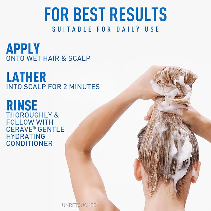CeraVe Gentle Hydrating Shampoo, With Ceramides, Niacinamide & Hyaluronic Acid For Soft, Healthy Looking Hair & Scalp, Sulfate Free & Color Safe Shampoo, For All Hair Types, 12 Oz