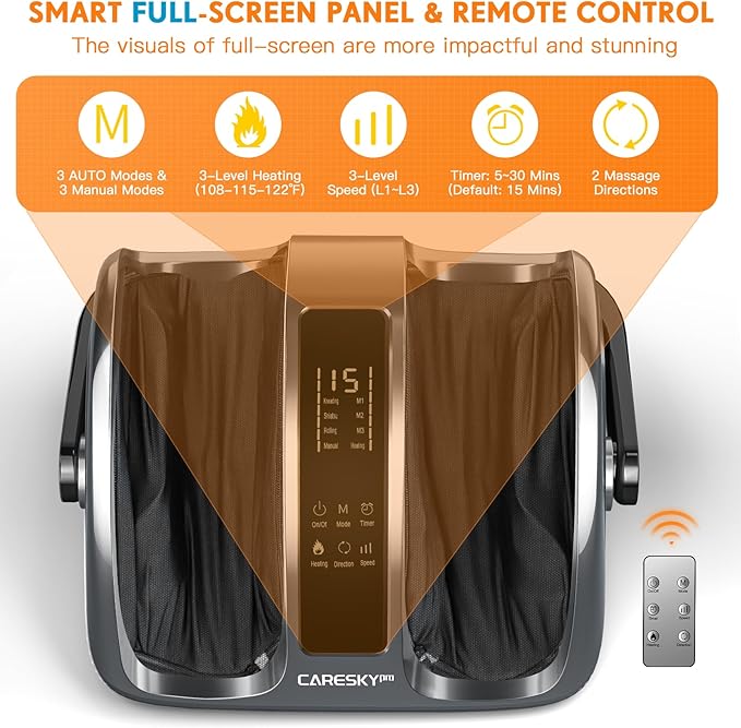 Shiatsu Foot Massager with Heat, FSA Store Eligible Items, 3-Heating for Circulation and Pain Relief, Deep Kneading Rolling for Calf-Feet-Arm Relaxation, Plantar Fasciitis, Neuropathy
