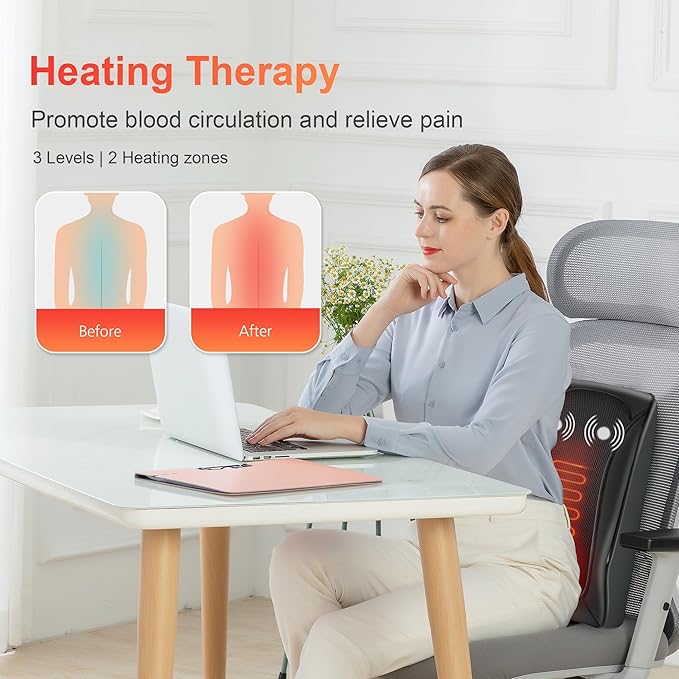 COMFIER Back Massager with Heat, Deep Tissue Shiatsu Neck and Back Massager for Pain Relief, Chair Use Massager Pillow with Adjustable Flap, Ideal Gift for Women Men