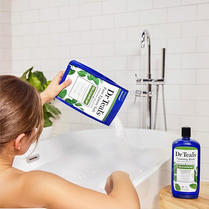 Dr Teal's Pure Epsom Salt, Relax & Relief with Eucalyptus and Spearmint, 3 lb (Pack of 4)