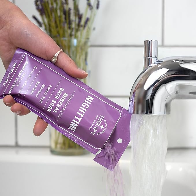 Village Naturals Therapy Nighttime Concentrated Mineral Bath Soak, Lavender Chamomile Scent, 2 oz, Pack of 12