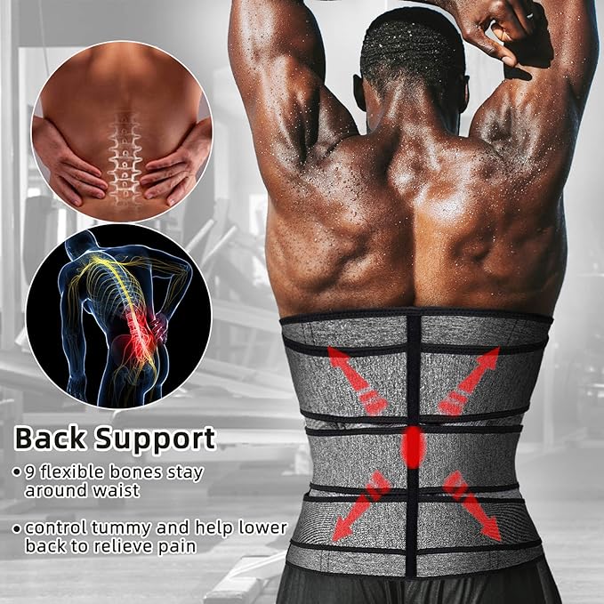 Hidyliu Mens Workout Waist Trainer Neoprene Corset Sauna Sweat Trimmer Cincher Slimming Belly with Belts