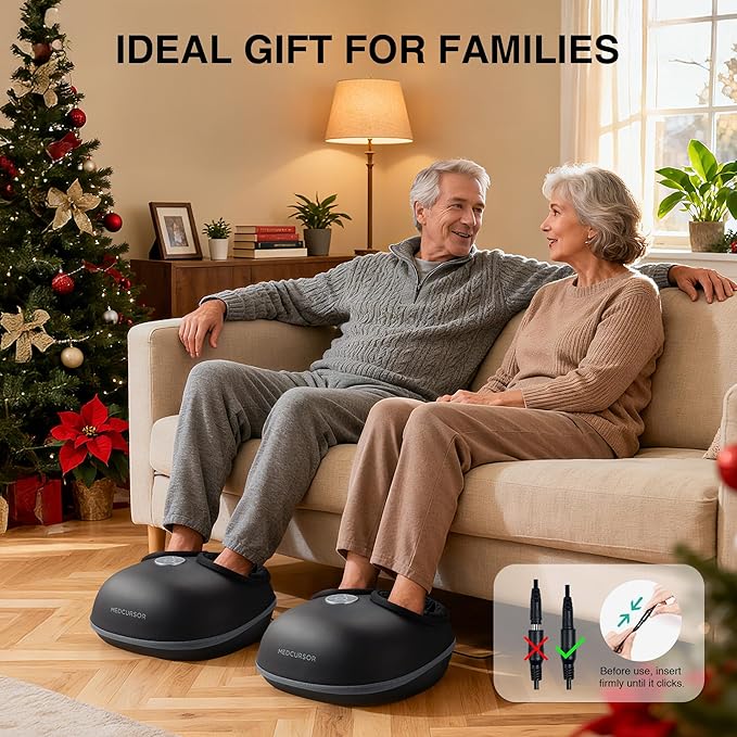 Medcursor Foot Massager with Heat, Shiatsu Deep Kneading Machine, Multi Air Compression Intensity, Smart APP Mobile Remote Control and Foot Massage Relax for Home and Office Use, Gifts for Women Mom