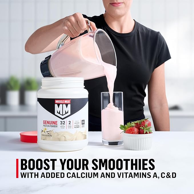 Muscle Milk Genuine Protein Powder, Strawberries 'N Crème, 32g Protein, 4.94 Pound