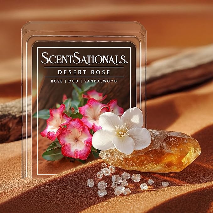 Scentsationals Wax Melts, Wax Cubes Strong Scent – Getaway Collection Desert Rose – Long Lasting Scented Melts for Warmer, 10oz (24-Cubes)
