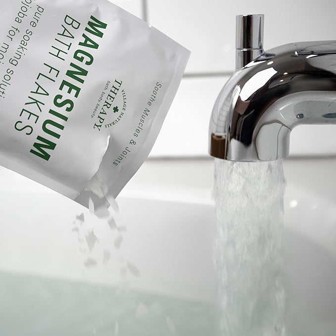 Village Naturals Therapy Muscle Magnesium Bath Flakes, Eucalyptus Mint Scent, 4.5 oz, Pack of 10