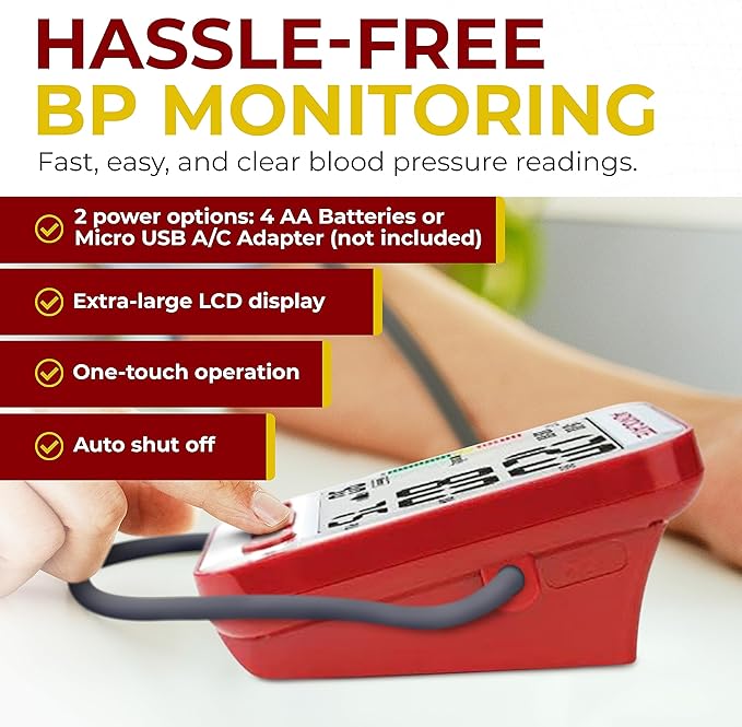 Digital High Blood Pressure Monitor for Home Use, Automatic Readings for Upper Arm Fit, Records Data for up to 2 Separate People, BP Cuff Machine Extra Large