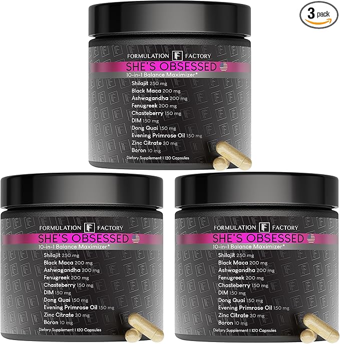 She's Obsessed: 10-in-1 Hormone Balance Maximizer with Shilajit, Maca, Ashwagandha, DIM, Dong Quai, Zinc & More for Vitality & Balance 360 Count (Pack of 3)