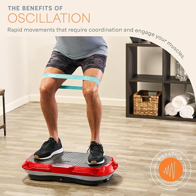 Lifepro Waver Vibration Plate Exercise Machine for Lymphatic Drainage, Muscle Activation, Full-Body Workout Vibrating Platform with Loop Bands, Fitness Equipment for Strength Toning & Fat Loss