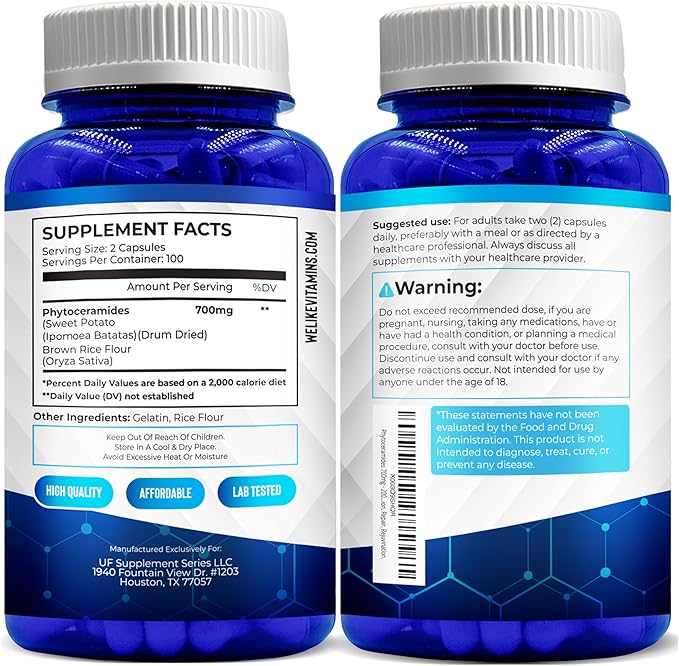 We Like Vitamins Phytoceramides 700mg - 200 Capsules All Natural Wheat Free and Plant Based - Phytoceramide Supplement - Skin Supplement for Women - Ceramides for Skin Hydration, Repair, Rejuvenation