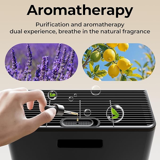 Air Purifiers for Home Large Room up to 2200sq.ft with Washable Filters, EVALIT Air Purifier for Bedroom with Fragrance, PM 2.5 Display Air Quality Sensor for Smoke Dust Odors, Black, 1Pack+3Modes