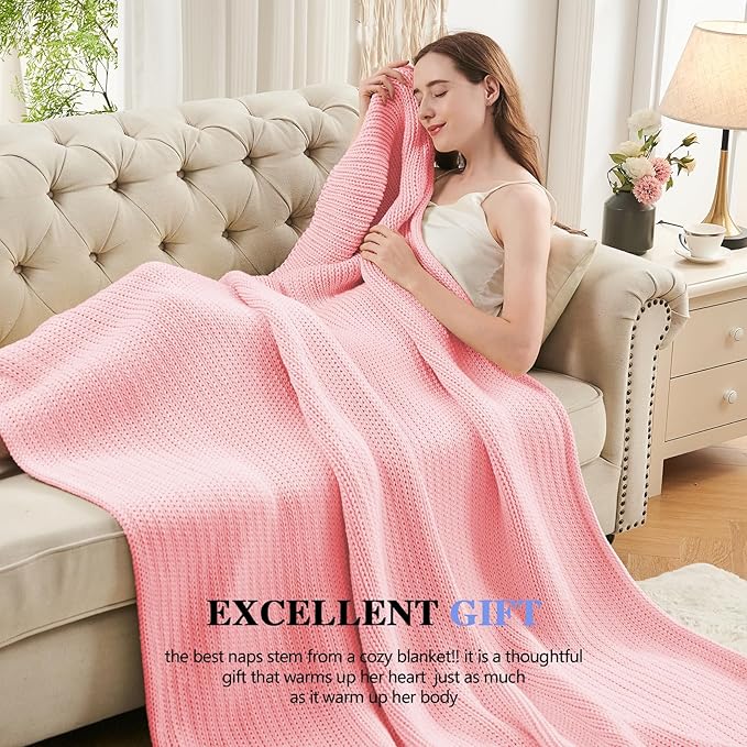 L'AGRATY Knitted Weighted Blanket - 48"x72" 20lbs Cooling Chunky Knit Heavy Blanket for Adults Braided Crochet Throw Thick Cable Yarn Knit Decorative No Beads Evenly Weighted Machine Washable