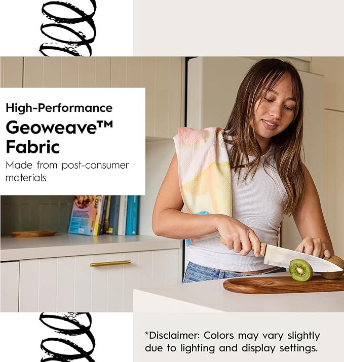 GEOMETRY Spring Kitchen Towels - Quick Dry Microfiber Cloth Spring & Summer Dish Towels for Kitchen Drying - Premium Quick Dry Towel - Cute Banana Lines, 18" x 30" - 1-Pack