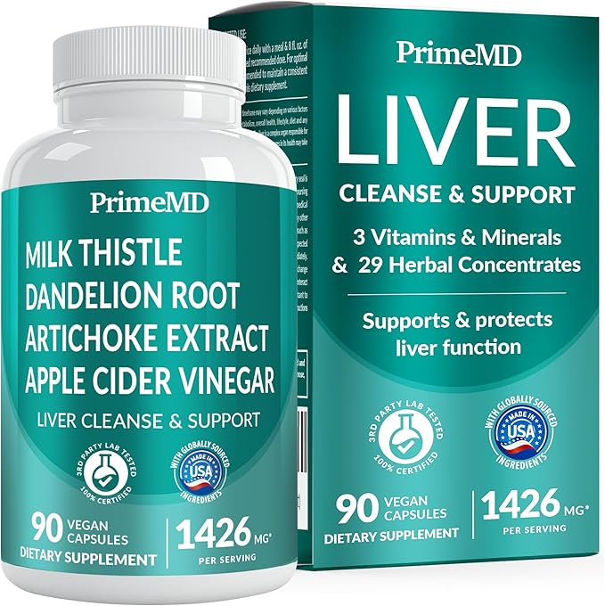 32-in-1 Liver Support Supplement with Milk Thistle, Silymarin, Artichoke Extract & Beetroot Powder – Comprehensive Wellness Formula – 1426mg (90ct)