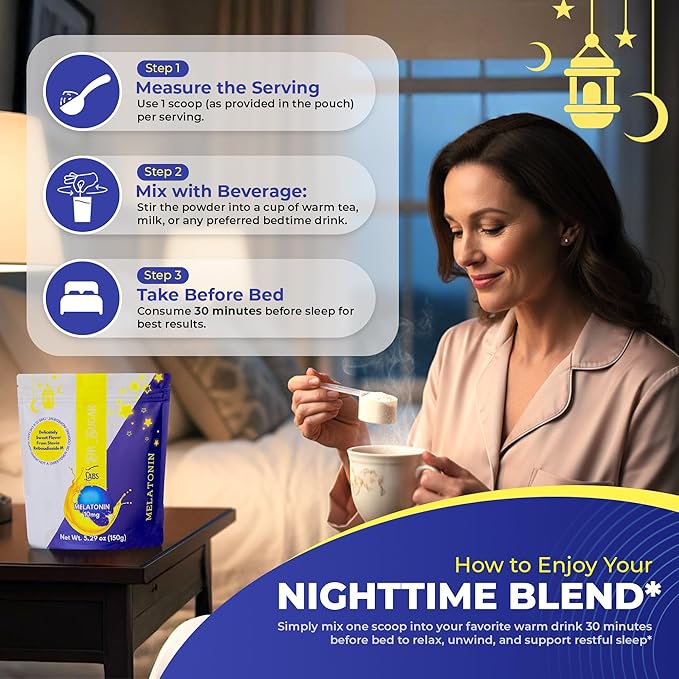 Dr Sugar Labs โ Sleep Aid Melatonin Powder Made in USA | Enjoy in Warm Milk or Herbal Tea | 10mg Melatonin Sleep Supplement | 0 Sugar, Stevia-Sweetened with L-Theanine, GABA & Fiber | 30 Servings