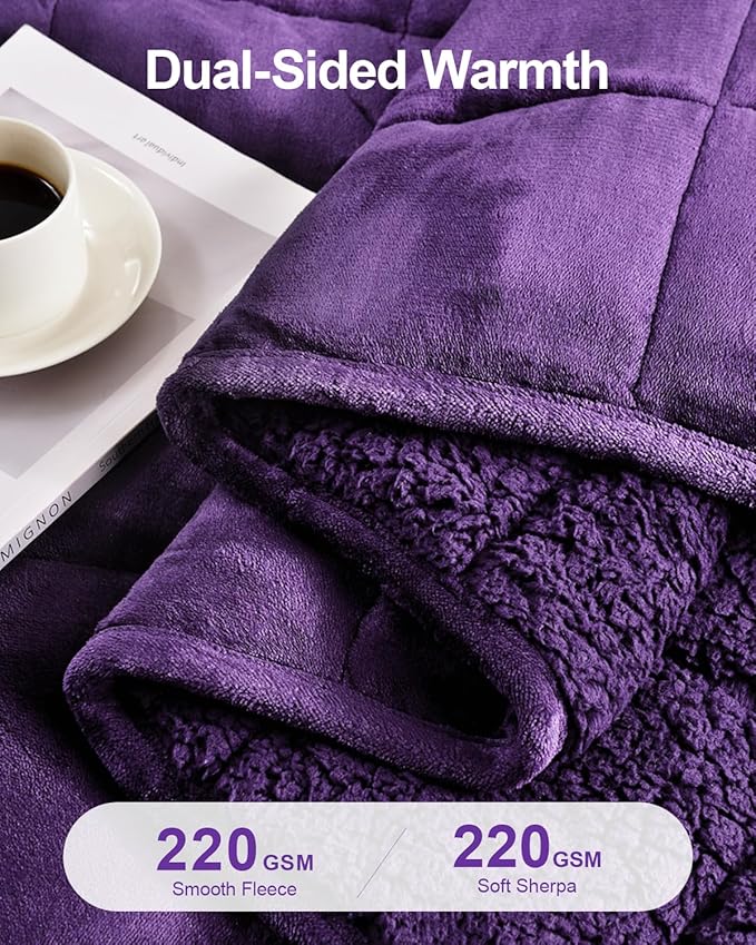 Super Fuzzy Soft Sherpa Fleece Weighted Blanket, 20 lbs Dual Sided Fluffy Heavy Weighted Blankets for Adults - No Bunching with Double Layers of Soft Inner Lining (60"x 80", 20 Pounds)