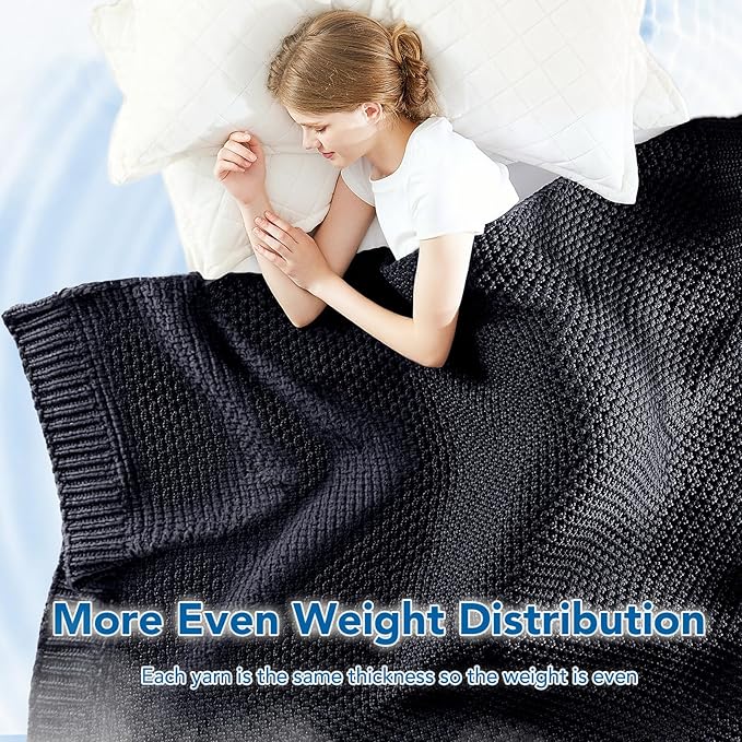 Topcee Knitted Weighted Blanket - 50"x60" 10lbs Cooling Chunky Knit Heavy Blanket for Adults Cable Yarn Knit Decorative No Beads Soft, Cozy and Cooling Weighted Throw Blankets Machine Washable