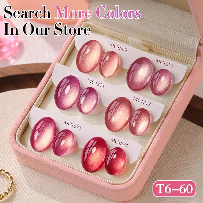 Double Rhythm 0.5 OZ Cat Eye Gel Polish with Magnet 15ML Holographic Glitter Shimmer Translucent Jelly Color Magnetic Nail Polish Salon DIY at Home (Rose Coffee-MC1272)