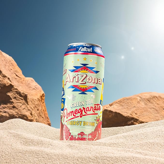 AriZona x Fallout Pomegranate Green Tea, 12 pack 22 fl oz - 234mg Natural Caffeine per Can