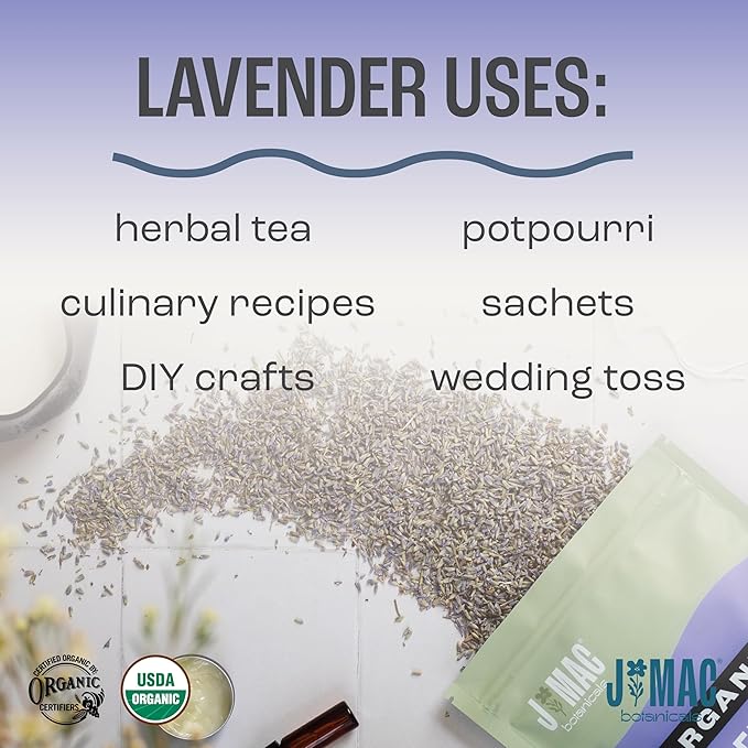 J MAC BOTANICALS, Organic Lavender Buds (32 oz, 2 Pound Bag) Bulk, Dried Flowers, Flower