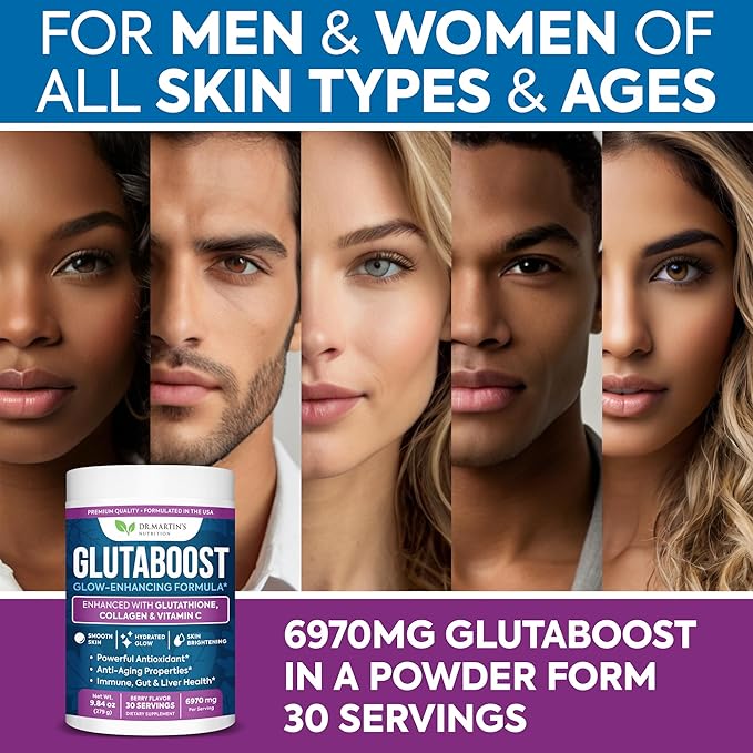 6970mg Glutathione Powder for Skin Brightening Enhanced with Collagen & Vitamin C | Brightens Skin, Fades Dark Spots & Melasma, Anti-Aging Antioxidant | Supports Immune, Gut & Liver Health