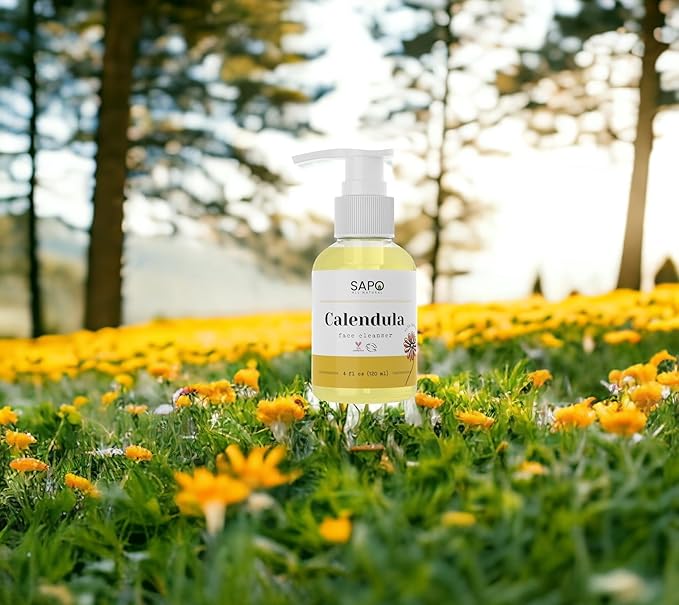 Sapo Calendula Face Cleanser - Gentle Creamy Facial Wash with Hyaluronic Acid, Coconut Oil and Glycerin - For Dry, Sensitive or Acne Prone Skin, 4 oz