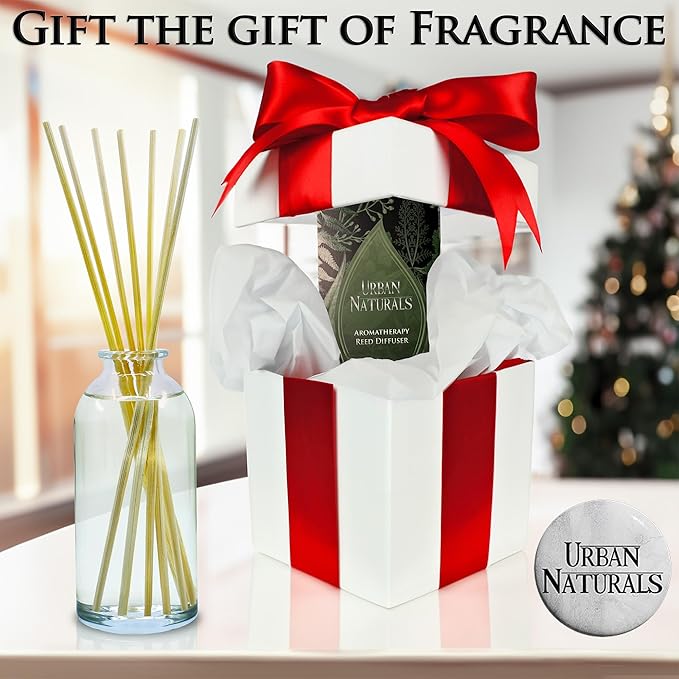 Urban Naturals Lilac Blossoms Reed Diffuser Set | Made with Essential Oils & Real Botanicals | Lily of The Valley, Violets & Lilac | Made in The USA