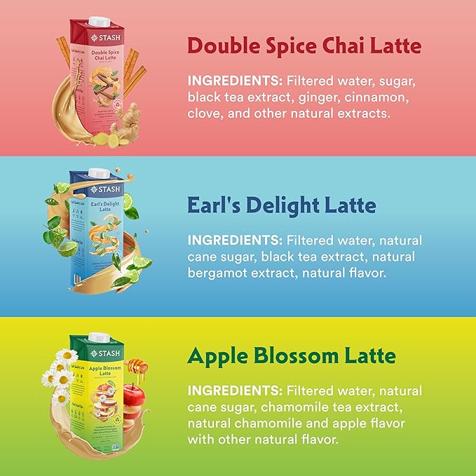 STASH Earl's Delight Latte - Dairy Free Plant Based Black Tea Concentrate - Caffeinated - 32 fl oz, 5 Servings (Pack of 6)