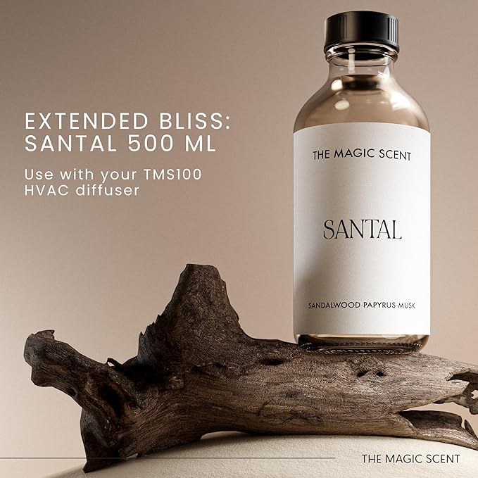 The Magic Scent Santal Diffuser Oil - Fragrance Oil Scent - Cold-Air & Ultrasonic Santal Essential Oil - Aroma Diffuser Oils Scents for Home - Sandalwood, Musk & Cardamom - 16.9 fl oz, 500 mL